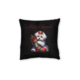 Square Pillow - Christmas Coton De Tulear Boy and Girl Design