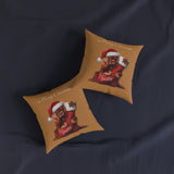 Indie's Christmas Square Pillow (light brown)