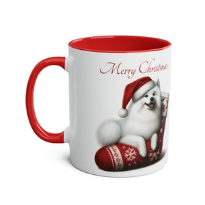 Japanese Spitz Christmas Mug (2), Two-Tone Coffee Mug, 11oz