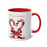 Candy Canes Heart, Two-Tone Coffee Mug, 11oz