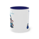 Joshua (2) - Blue Santa Gnome, Two-Tone Coffee Mug, 11oz (330 ml)