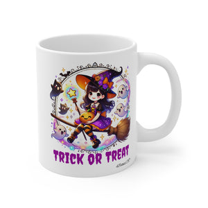 Halloween Mug - Cute Witch, Trick or Treat (white)