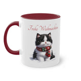 Tuxedo Kitten with scarf , Two-Tone Coffee Mug, 11oz (330 ml)
