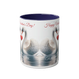 Valentine Swans, personalisable two-tone mug, 11oz, for him, for her, for men, for women, Valentine gift, present, Valentine's day