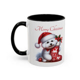 Bichon Frise Pup, Christmas Accent Coffee Mug, 11oz, 15oz, personalizable