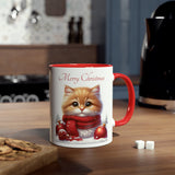 Ginger Kitten, Christmas Two-Tone Coffee Mug, 11oz