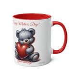 Happy Mother's Day Teddy Bear Mug, Two-Tone, 11oz, Mother's Day mug, for mum, gift, present, teddy bear