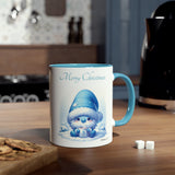 Pink or Blue Santa Gnome, Two-Tone Coffee Mug, 11oz