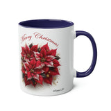 Poinsettia, Christmas Two-Tone Coffee Mug, 11oz