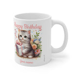 Birthday Kitten (2) - Ceramic Cup, birthday mug, for girls, for her, birthday present, birthday gift