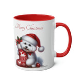 Bichon Frise Pup, Christmas Two-Tone Coffee Mug, 11oz