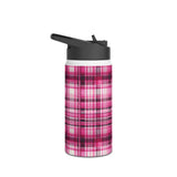 Stainless Steel Water Bottle, Standard Lid, Pink tartan