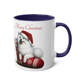 Japanese Spitz Christmas Mug (2), Two-Tone Coffee Mug, 11oz