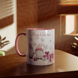 Pink Santa Gnomes and presents, Two-Tone Coffee Mug, 11oz