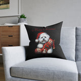 Square Pillow - Christmas Coton De Tulear Boy and Girl Design