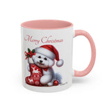 Bichon Frise Pup, Christmas Accent Coffee Mug, 11oz, 15oz, personalizable