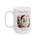 Japanese Spitz White Christmas Mug, 11oz, 15oz, personalizable