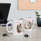 Japanese Spitz White Christmas Mug, 11oz, 15 oz, personalisable