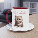 Kitten with scarf , Two-Tone Coffee Mug, 11oz (330 ml)