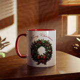Xmas Wreath Two-Tone Coffee Mug, 11oz