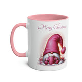 Pink or Blue Santa Gnome, Two-Tone Coffee Mug, 11oz