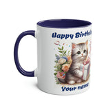 Personalisable Happy Birthday Kitten Mug, 11oz, birthday gift, birthday present, birthday mug, for girls, for boys, for her, for him