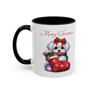 Maltese Pup, Accent Coffee Mug, 11oz, 15oz, personalizable