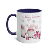 Pink Santa Gnomes and presents, Two-Tone Coffee Mug, 11oz