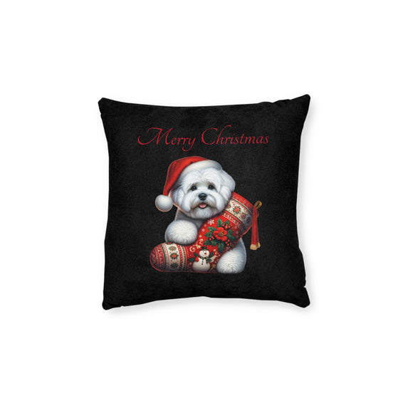 Square Pillow - Christmas Coton De Tulear Boy and Girl Design