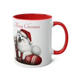 Japanese Spitz Christmas Mug (2), Two-Tone Coffee Mug, 11oz