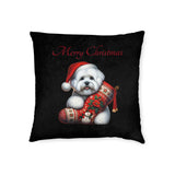 Square Pillow - Christmas Coton De Tulear Boy and Girl Design