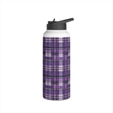 Stainless Steel Water Bottle, Standard Lid, Purple tartan