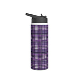 Stainless Steel Water Bottle, Standard Lid, Purple tartan
