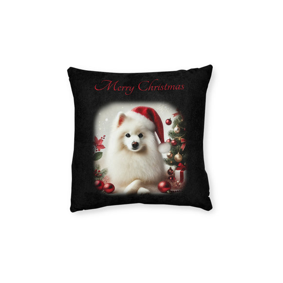 Japanese Spitz Christmas Square Pillow (black 2)