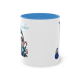 Joshua (2) - Blue Santa Gnome, Two-Tone Coffee Mug, 11oz (330 ml)