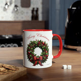 Xmas Wreath Two-Tone Coffee Mug, 11oz