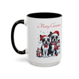 Boston Terrier Christmas, Accent Coffee Mug, 11oz, 15oz, personalizable