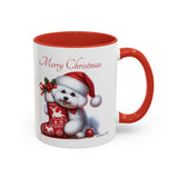 Bichon Frise Pup, Christmas Accent Coffee Mug, 11oz, 15oz, personalizable