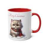 Cute Kitten, Christmas Two-Tone Coffee Mug, 11oz