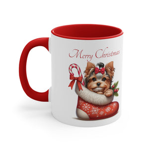 Yorkie with Candy Cane, Accent Coffee Mug, 11oz