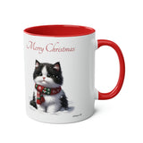 Tuxedo Kitten, Christmas Two-Tone Coffee Mug, 11oz