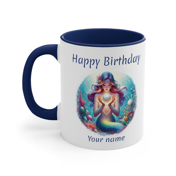 Enchanted Mermaid Pearl, Accent Coffee Mug, 11oz, birthday gift, birthday mug, birthday present, for her, for girls, mermaidcore