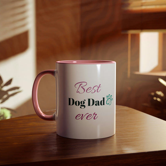 Best Dog Dad ever (UK): Two-Tone Coffee Mugs, 11oz