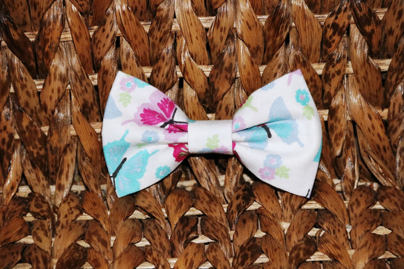 Pet bow tie - Blue and Pink Butterflies