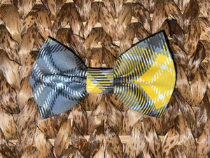 Pet bow tie - Grey and Yellow Tartan