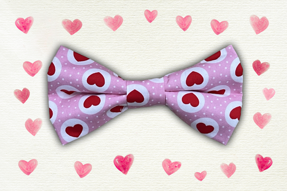 Pet bow tie - Hearts (Pink)