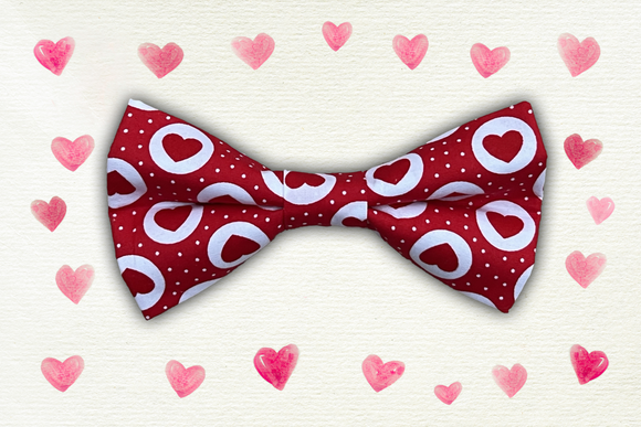 Pet bow tie - Hearts (Red)