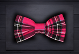 Pet bow tie - pink corduroy tartan