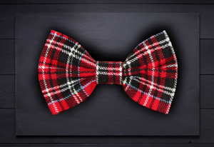 Pet bow tie - red corduroy tartan