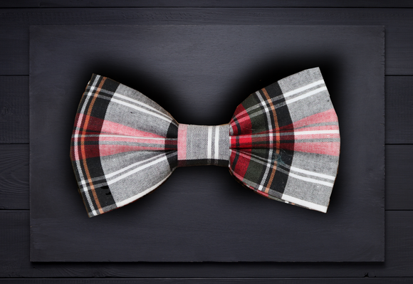 Pet bow tie - Red and White Tartan